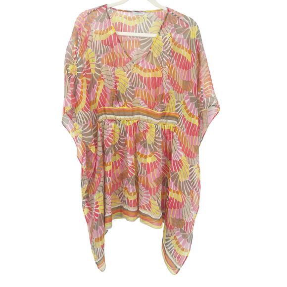 Trina Turk Womens Tropical 100%‎ Silk Kaftan Dress Swim Beach Cover Up Size S - Picture 1 of 9